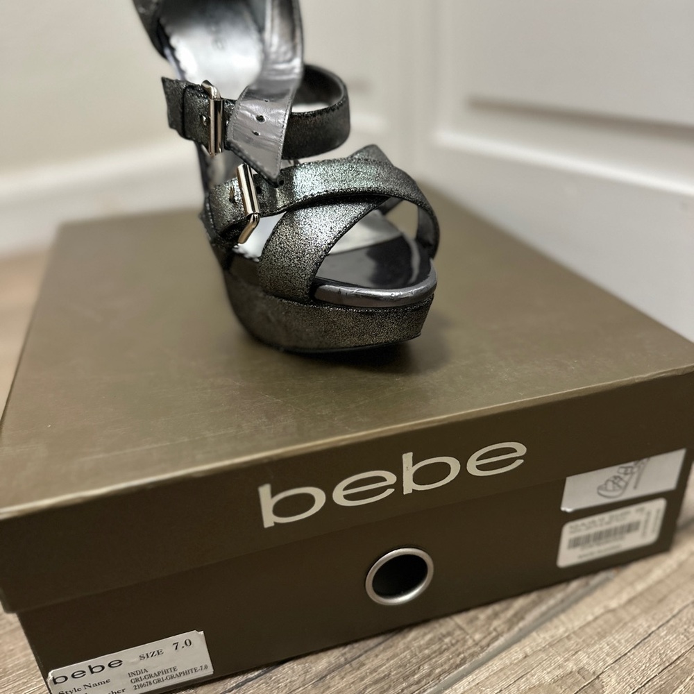 Bebe Women's Silver Platform Sandals